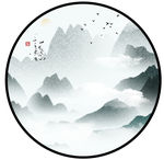 灰色山水无框画