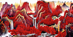 万山红遍山水画