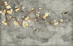 现代中式梅花电视背景墙壁画