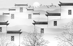中国风徽派建筑马头墙背景墙