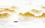 金色水墨山水画