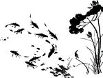 水墨荷花鱼