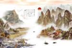 中式山水背景墙