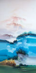艺术抽象水彩山水玄关背景墙