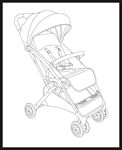 婴儿车 儿童车 勾线 黑白线稿