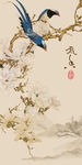 手绘玉兰花鸟玄关背景装饰画