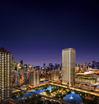 地产园林湖景夜景效果图