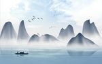 山水画意境水墨电视背景墙