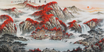 水墨国画鸿运当头背景壁画