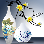 青花瓷花瓶黄色插花无框画