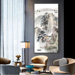 手绘水墨山水风景玄关装饰画