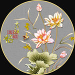 新中式手绘花鸟圆形装饰画