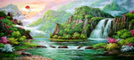 旭日东升山水风景画