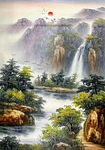 旭日东升山水画