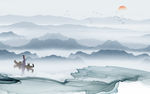 新款山水背景墙画 TIF分层