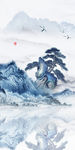 新中式山水画玄关 TIF分层