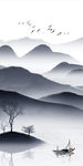 灰色 玄关中式挂画 TIF分层