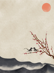 古风背景-花鸟日出