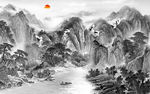 奢华意境国画山水 tif分层