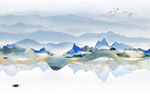 新中式山水水墨国画 TIF分层