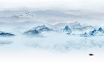 中国风山水水墨国画 TIF分层