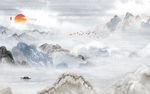 现代山水画背景墙 TIF分层