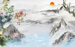 大美山河花鸟山水大理石背景墙
