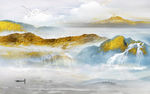 石纹山水意境墙画 TIF分层