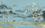 现代山水意境墙画 TIF分层