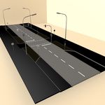 道路模型 绿化道路 鸟瞰模型