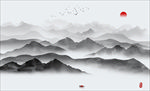 水墨山