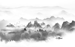 黑白中式山水
