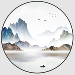 新中式圆形山水装饰画挂画