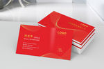 红色线条名片