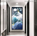 雪山风景北欧玄关装饰画
