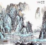 烟雨漓江山水画