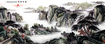手绘山水水墨画招财画
