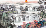 山水国画背景墙