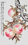 桃子水墨画国画