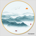 圆形山水画