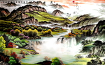 山水水墨画背景墙