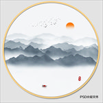圆形山水画
