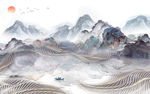 中国风山水意境国画 TIF分层