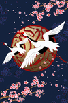中国风国潮白鹤梅花插画元素