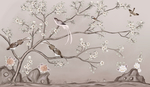 中式花鸟电视墙