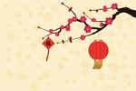 矢量图新年梅花灯笼中国结背景图