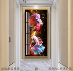 孔雀鱼炫彩玄关晶瓷画