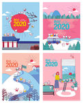 卡通可爱新年2020年鼠年