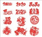 老鼠窗花矢量图