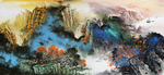 泼墨山水风景壁画